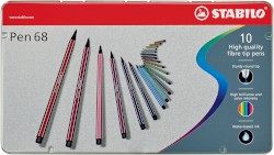 Premium-Filzstift STABILO® Pen 68, Metalletui mit 10 Stiften