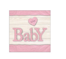 Serviette "Baby Love Girl rosa" 33 x 33 cm 20er Packung