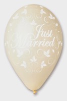 Luftballon rund 30 Stück Just Married metallic elfenbein