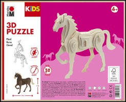 Holz-Puzzle 3D KiDS Pferd 30 Teile zum Ausmalen