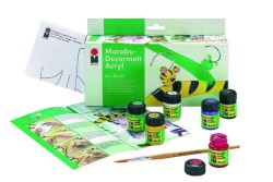 Decormatt Acryl Starterset mit 6 Farben inkl. Pinsel, Motivvorlage und Anleitung