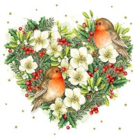 Serviette Weihnachten "Birds Heart" 33 x 33 cm 20er Packung