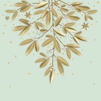 Serviette Weihnachten "Golden Mistletoe" 33 x 33 cm 20er Packung